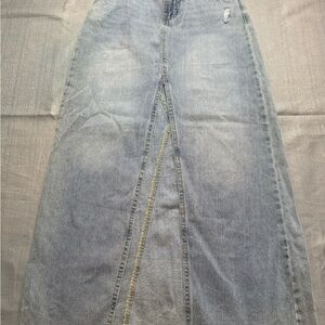 RSQ maxi Women's Blue Denim distressed skirt size 24